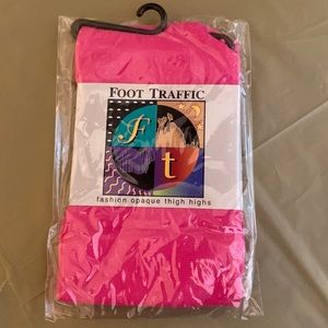 NEW FOOT TRAFFIC BARBIE/NEON PINK OPAQUE THIGH HIGHS/HI -HALLOWEEN COSTUME PARTY